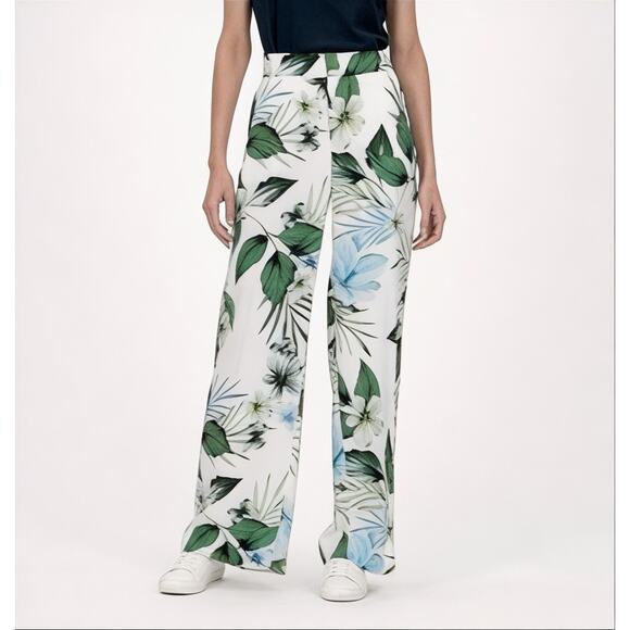 Banana‎ Republic Womens High Rise Wide Leg Floral Pants Sz 8 Tropical Vacation - Picture 1 of 16